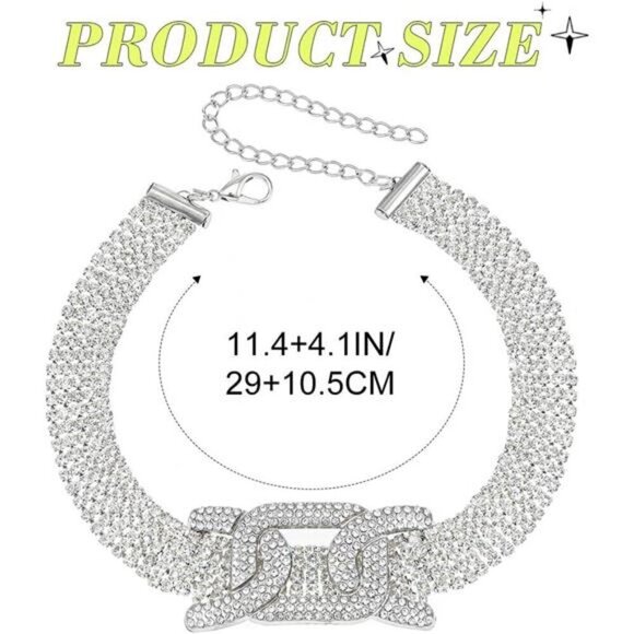 Sparkling Crystal Rhinestone Choker Necklace – Glamorous Statement Chain Design - Picture 3 of 5